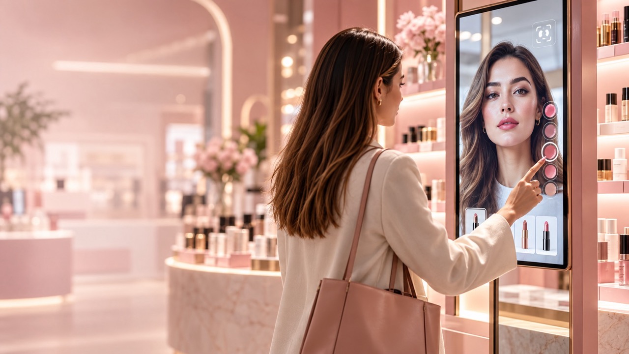 Virtual Try On makeup di layar interaktif